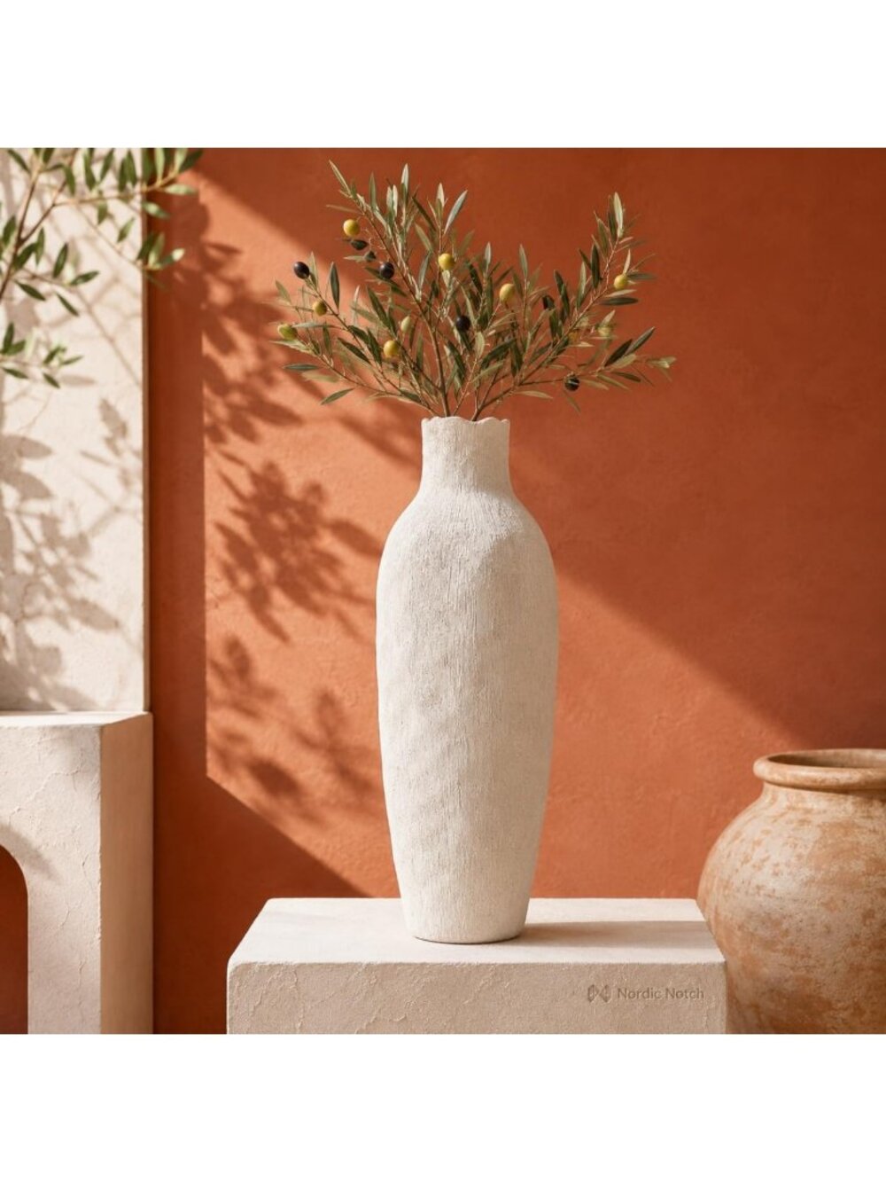 Handmade 20" Tall Textured Ceramic Flower Vase for Elegant Home Decor